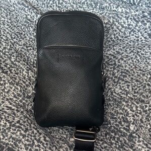 Coach Black Leather Belt Bag Pebbled Texture fanny pack